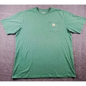 Carhartt Shirt Mens 2XLT Tall Green Loose Fit Short Sleeve Pocket T Crew Neck